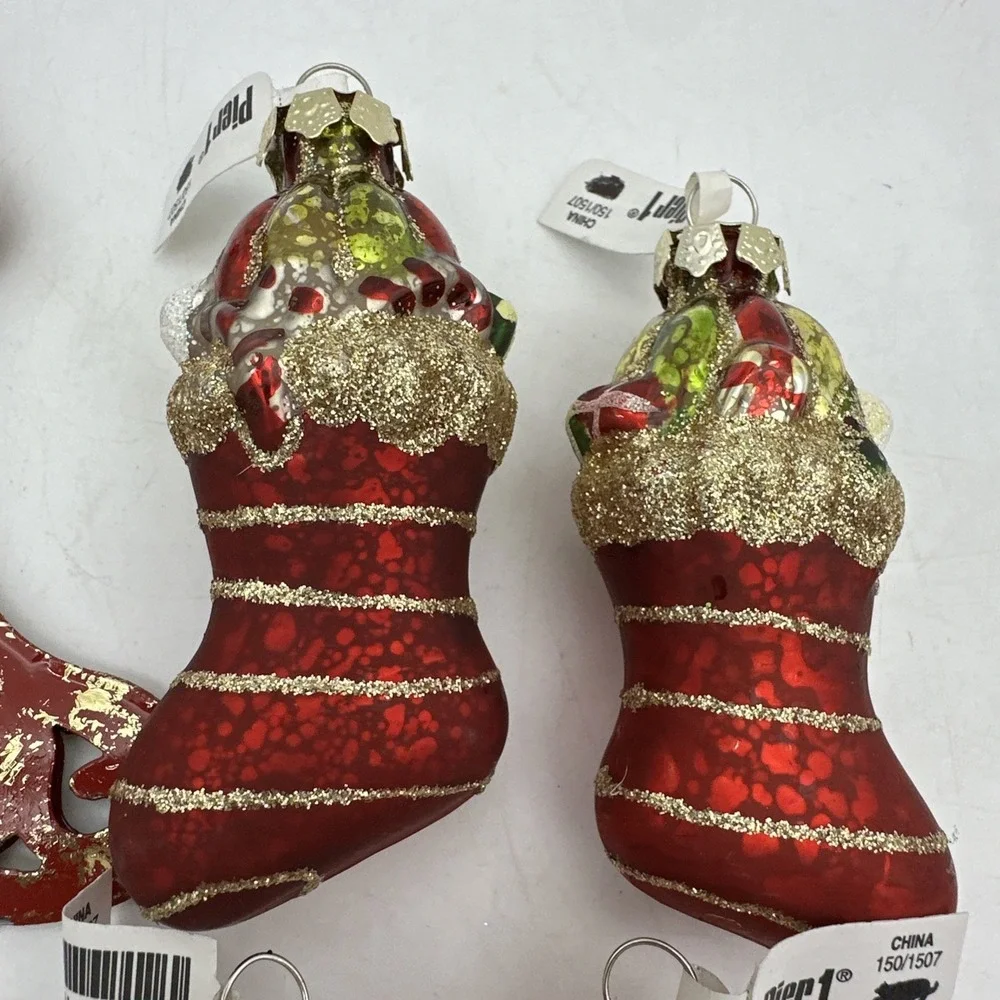 Vintage & Modern Lot Of 6 Pier 1 Christmas Ornaments